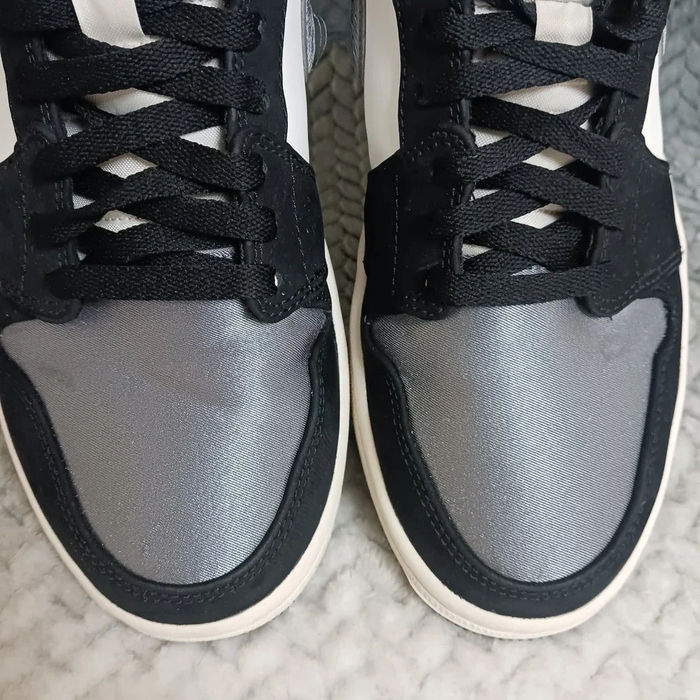 Nike Air Jordan 1 SE Mid Men's Basketball Shoes Satin Smoke Grey Sneakers Sz 9.5
